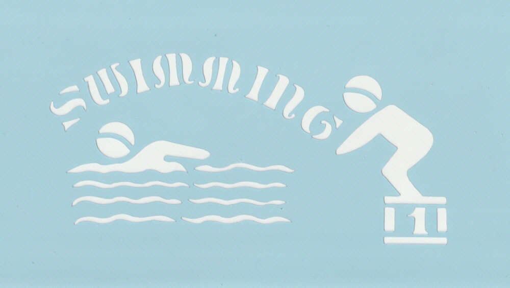 ファインホームのステンシルシート　スイミング　　Mサイズ　fh-489m　繰り返し使えるステンシルシート