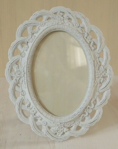 トールペイント　エレガントフレーム　FF-017　白塗装　アンティーク仕上げ