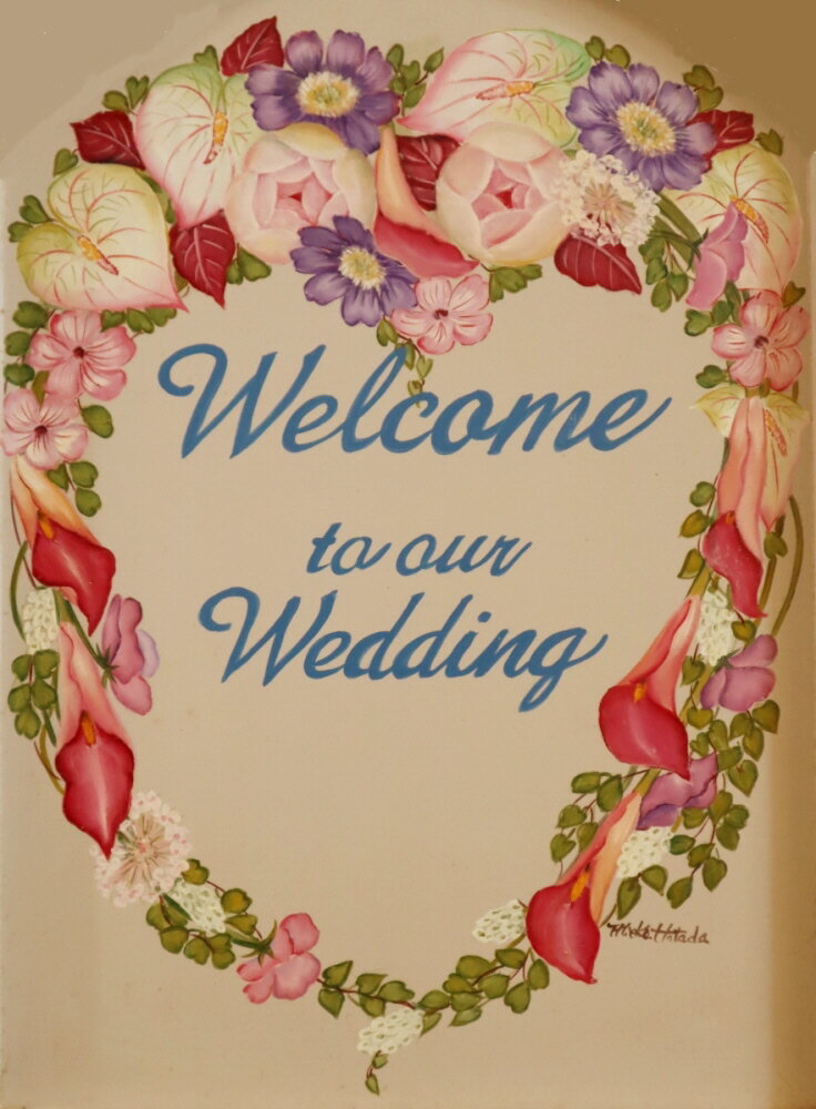 トールペイント 　畑田美恵子のデザインパケット　カラーとアンセリュームのウェディングボード　 dp-007