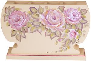 トールペイントご自分で描く図案付白木素材 cwk-047 ローズの筆立て