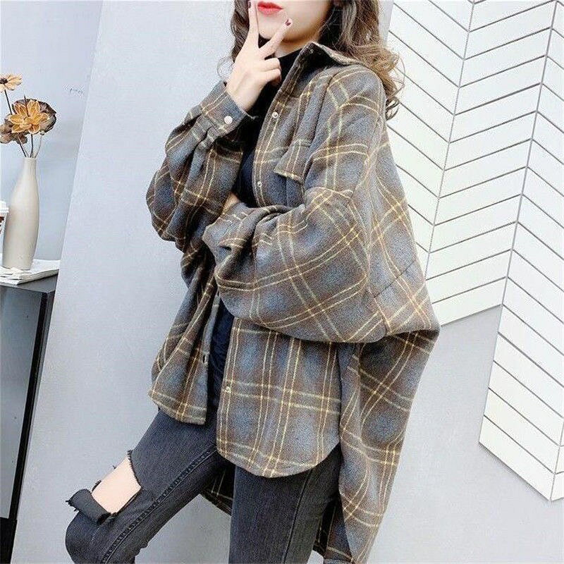 チェック シャツ 長袖 ゆったり 大きめ 羽織 アウター レディース シャツ トップス 大人可愛い 洋服 かわいい服 大人可愛い きれいめ 上品 お洒落 ナチュラル 着痩せ 体型カバー 着回し トレンド 細見せ ぽっちゃり 秋 冬