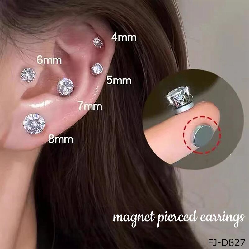 マグネット ピアス 磁気 ピアス ノンホール ビジュー キラキラ 人工ダイヤ モンド 両耳用 大粒 小粒 軟骨 簡単 マグネットイヤリング マグピ 一粒ビジュー...