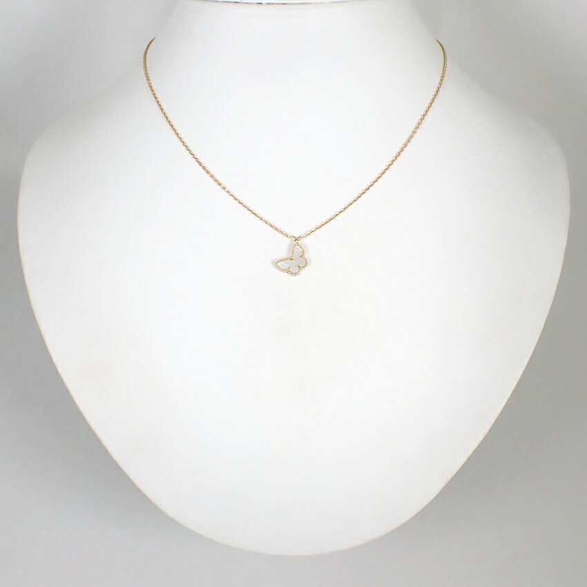 【中古】Van Cleef & Arpels/ヴァンクリーフ＆アーペル 750 YG スウィートアルハンブラ シェル パピヨン ネックレス/j50-2