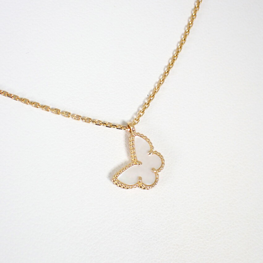 【中古】Van Cleef & Arpels/ヴァンクリーフ＆アーペル 750 YG スウィートアルハンブラ シェル パピヨン ネックレス/j50-2
