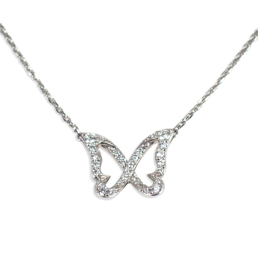 【中古】スタージュエリー/Star Jewelry Pt950/850 ダイヤモンド/0.17ct バタフライ ネックレス[g360-41］