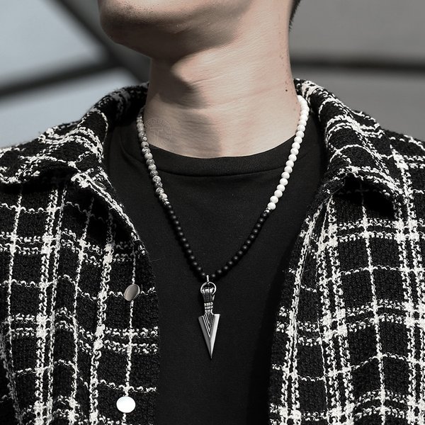 【送料無料】 ネックレス ペンダント ファッション ナチュラル ビーズ 矢印 ストーン ギフト ロング メ..