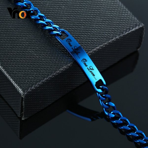 【送料無料】 ブレスレット メンズ ステンレス リンクチェーン ジュエリー スタイリッシュ カジュアル カラー ブルー ネーム 名前
