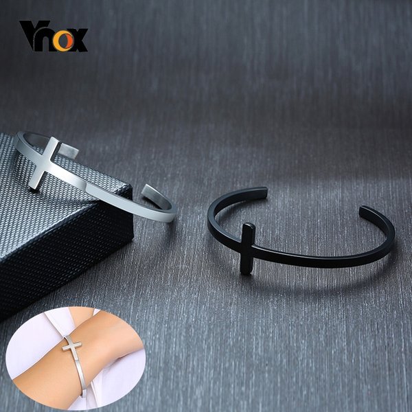 【送料無料】 バングル ブレスレット ステンレス シンプル レディース クロス カフ ワイド