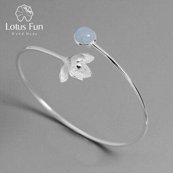 【送料無料】 バングル レディース 女性 アクアマリン ハンドメイド モクレン おしゃれ 大人 スター 星リング ジュエリー ナチュラル 花 フラワー シルバー...