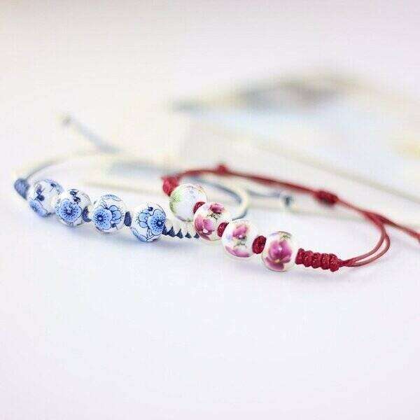 【送料無料】 レトロ スタイル セラミック 陶器 ハンド おしゃれ 大人 レディース ブレスレット バングル