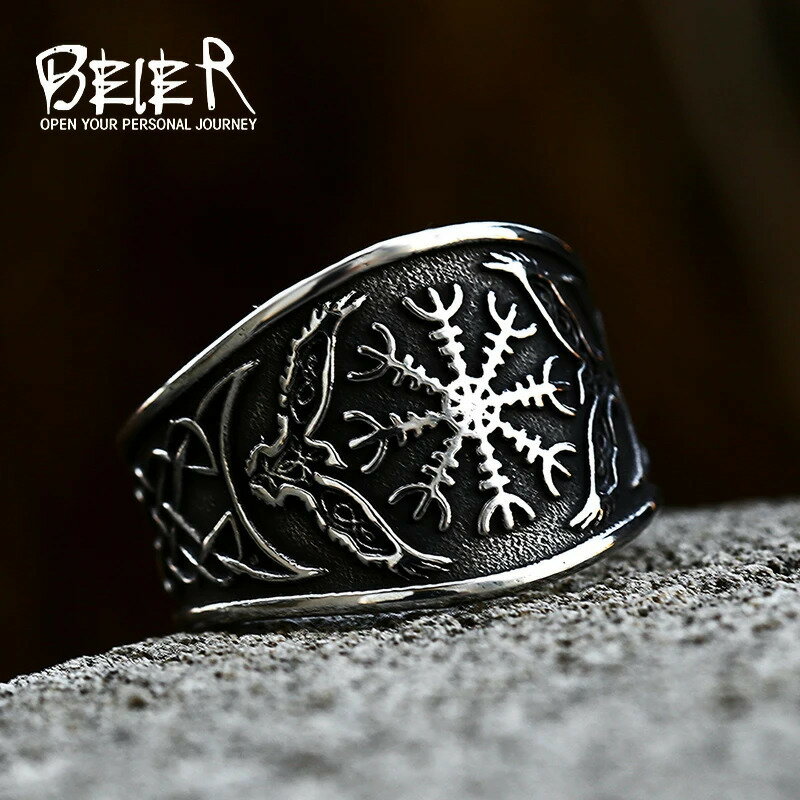 【クーポン利用で3450円】 指輪 リング ハイキング ステンレス メンズ 316L スチール 鼻 北欧 お守り 異教