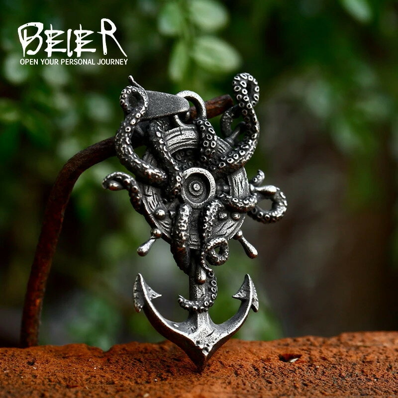 【クーポン利用で4210円】 ペンダント ネックレス 動物 アニマル ステンレス チェーン いかり タコ 錨 ..