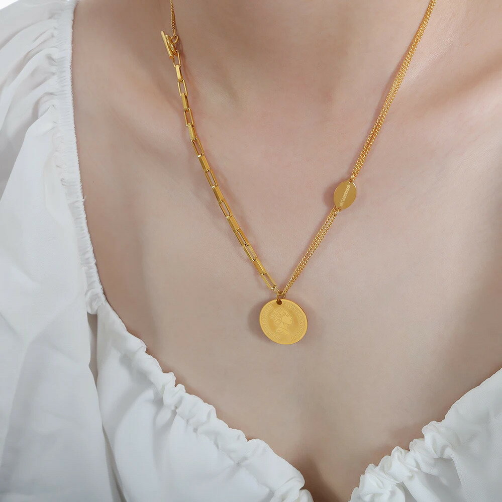 【クーポン利用で5120円】 チョーカー ペンダント ネックレス ステンレス ゴールド クイーン ボート コ..