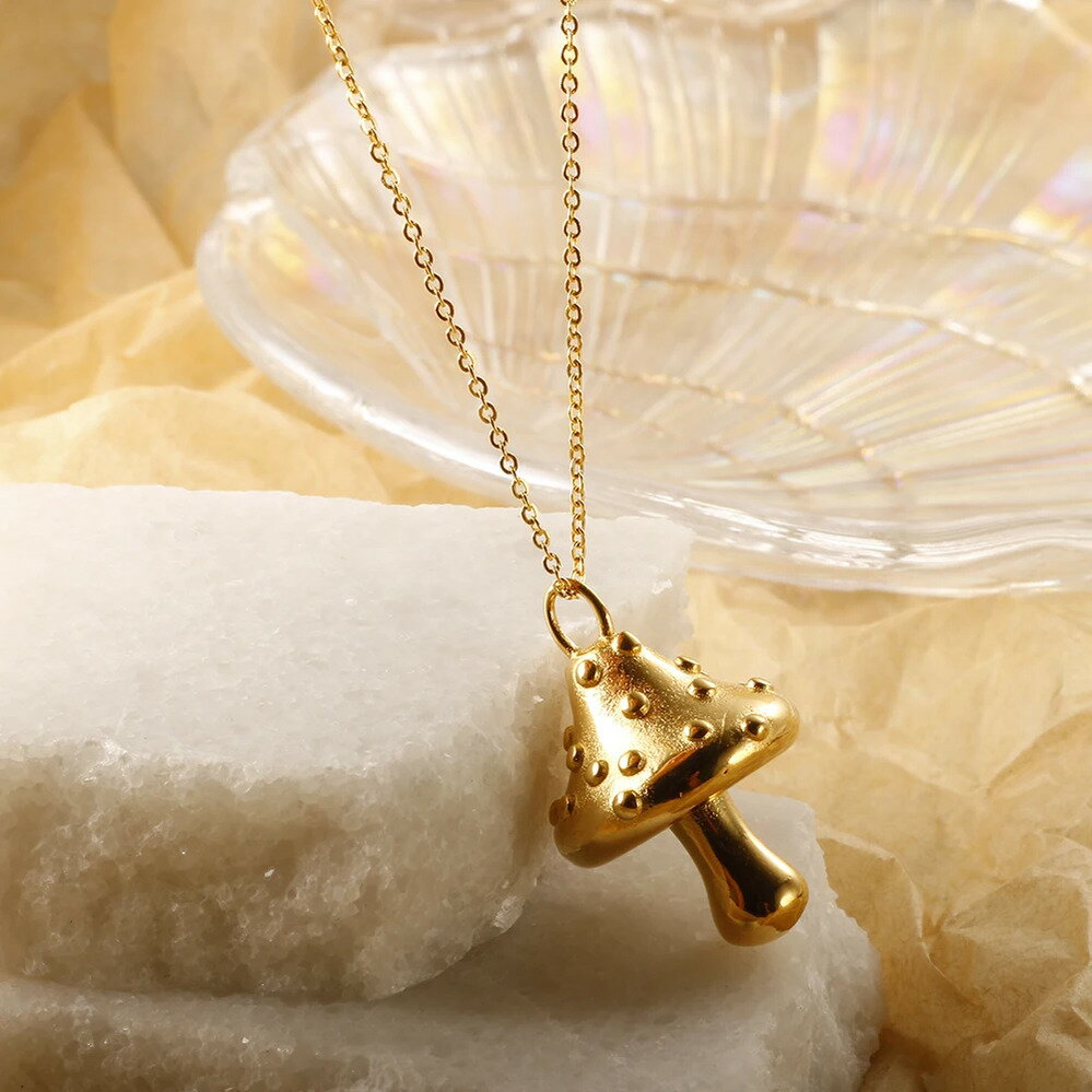 【クーポン利用で4970円】 ペンダント ネックレス ステンレス ビンテージ シンプル プラント 植物 レディース メンズ キノコ マッシュルーム ジュエリー カップル スチール ファッション ミニマリズム