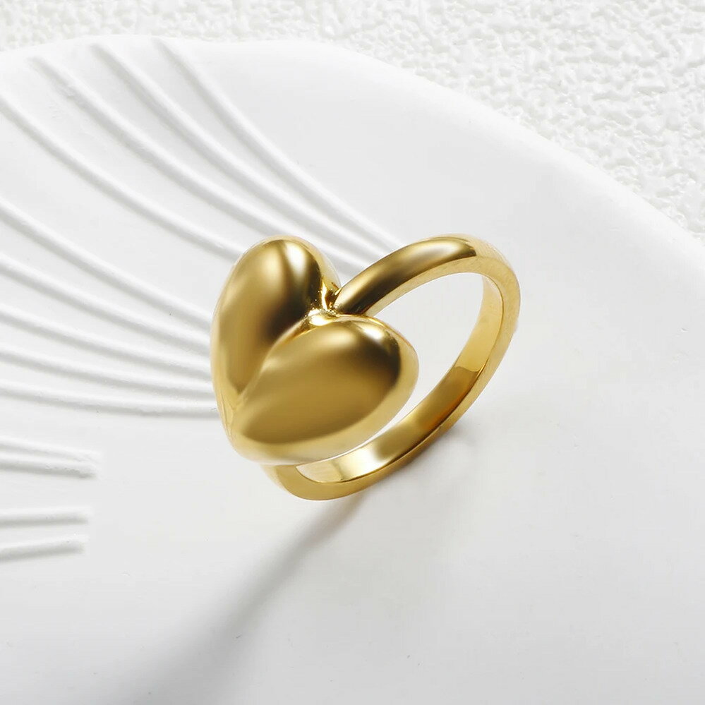  指輪 リング ステンレス ハート LOVE レディース 誇張 Love スチール デイリー ステートメント ジュエリー 記念日 バースデイ 誕生日 ギフト