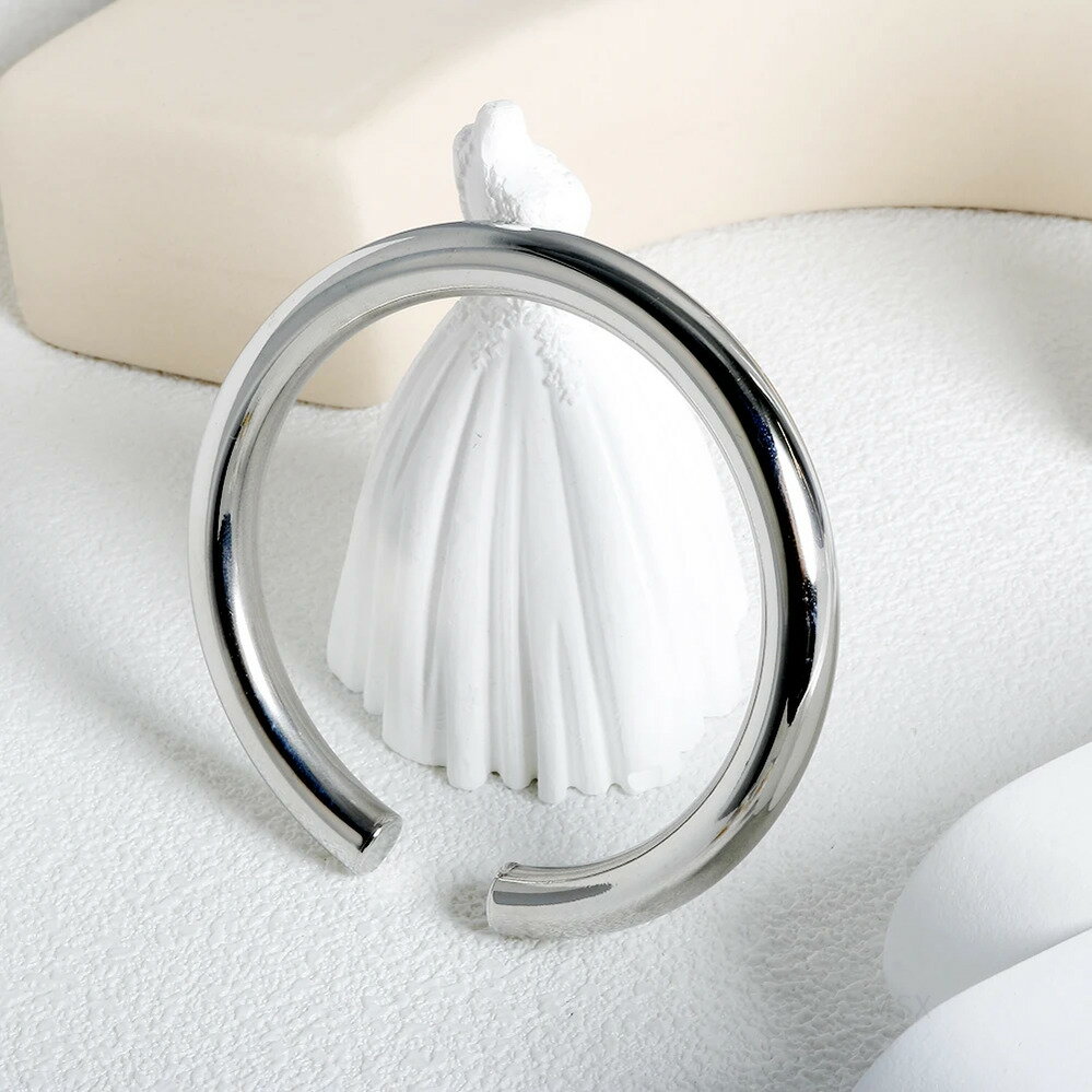 Pearl White - 【送料無料】 バングル ブレスレット ステンレス カブ レディース メンズ 8mm 厚い チューブ スチール カフ 透かし ファッション ジュエリー