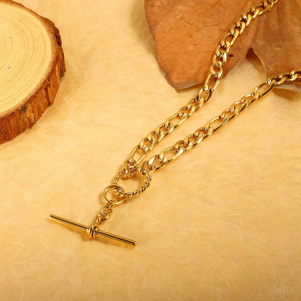 【送料無料】 チョーカー ペンダント ネックレス チェーン メタル レディース パンク フィガロ O字型 厚い 18 防水 ネック ファッション ジュエリー