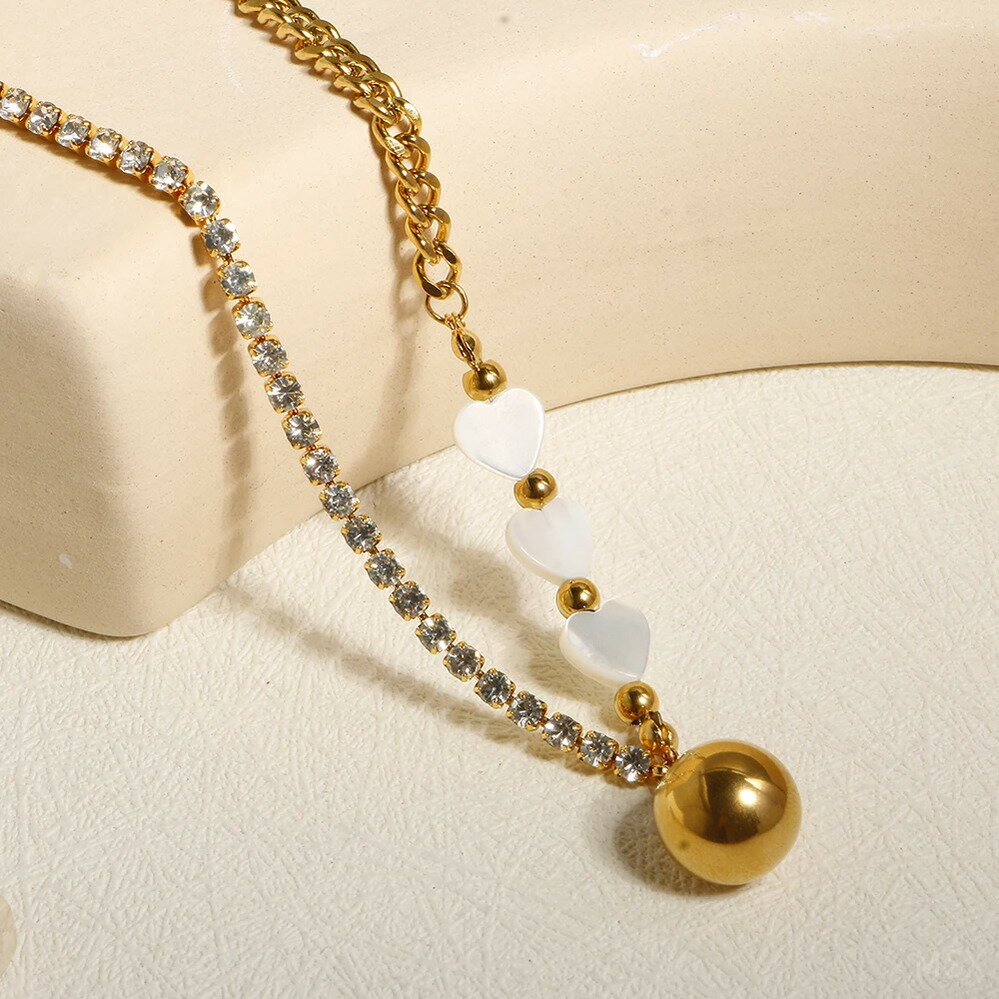 【送料無料】 チョーカー ペンダント ネックレス 白 ホワイト ジルコニア チェーン ハート シェル LOVE 爪 レディース ファッション ネイル セット ジ...