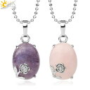 【クーポン利用で3920円】 ペンダント ネックレス 紫 パープル 花 フラワー クリスタル ストーン ピンク ビーズ メンズ レディース(4)