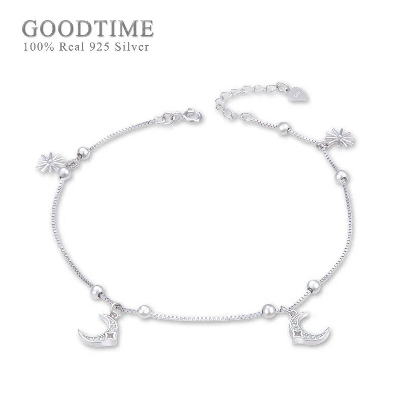 【送料無料】 アンクレット シルバー ビーズ リング 月 レディース ファッション 100% 925 スターリング ムーン ギフト 妻 ワイフ レディ 足 ジュ...