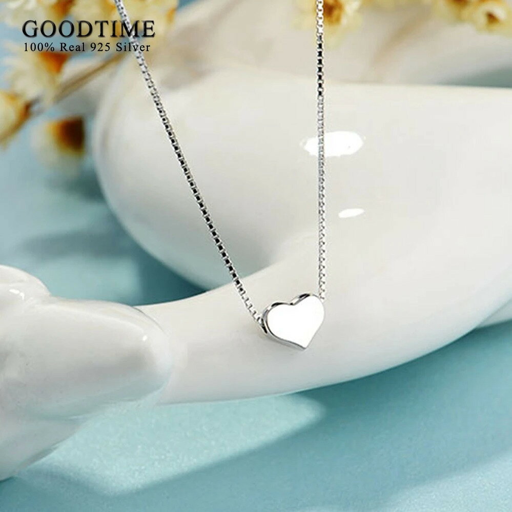 【送料無料】 チョーカー ペンダント ネックレス シルバー チェーン シンプル ハート レディース ファッション 新しい ピュア 925 箱 ボックス 形 シェ...