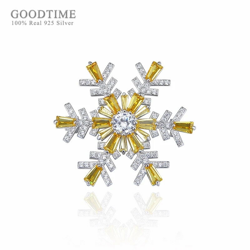 【送料無料】 ブローチ スノーフレーク ラインストーン ジルコニア シルバー リング レディース ファッション S925 スターリング ジルコン 衣類 ピン ジュエリー パーティ ドレス