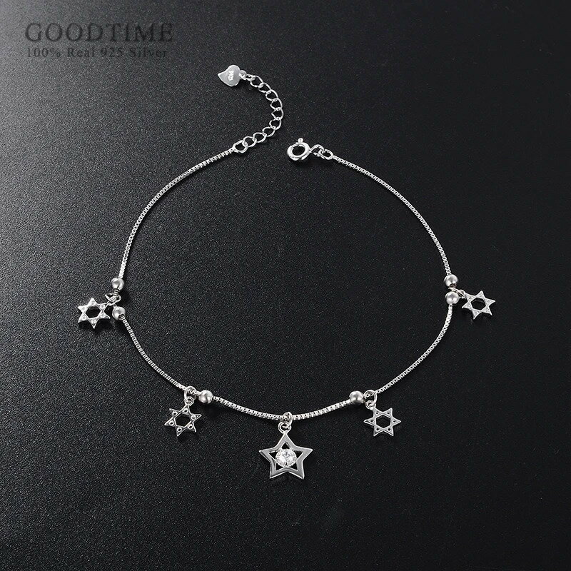 【送料無料】 アンクレット ジルコニア シルバー 六角形 リング 星 レディース ファッション 925 スターリング ヘキサゴン スター 透かし ジルコン 装飾...