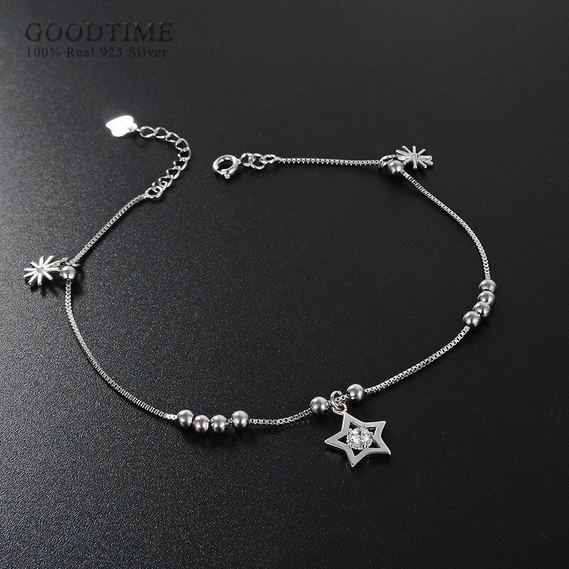 【送料無料】 アンクレット 花 フラワー シルバー ビーズ リング 星 レディース ファッション 925 スターリング スター フレッシュ 装飾 足 ジュエリー...