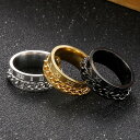 【送料無料】 指輪 リング ステンレス チェーン ナンバー メンズ s ファッション リンク 回転可能 スチール ローマ 数字 ギフト