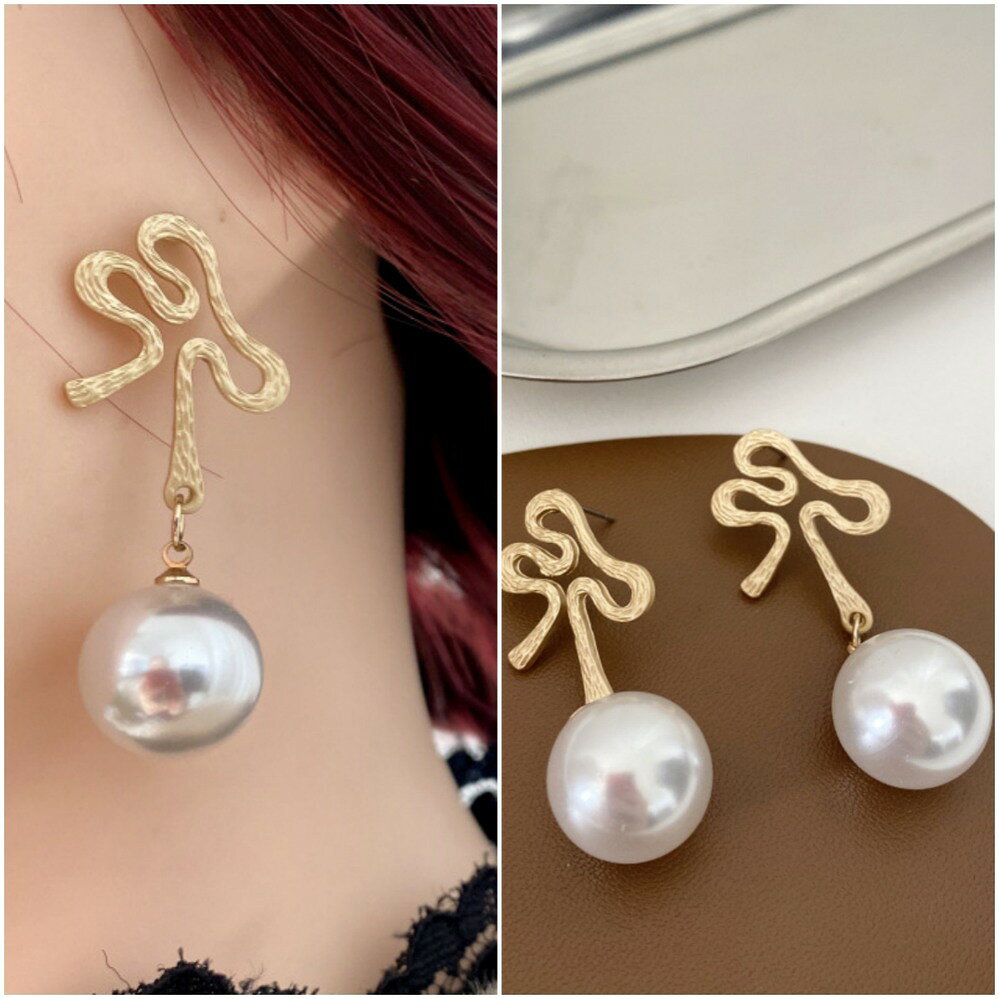 【クーポン利用で3510円】 ピアス ビンテージ ゴールド ドロップ メタル パール 揺...