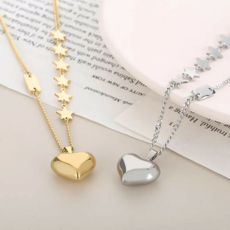 【送料無料】 チョーカー ペンダント ネックレス フランス チェーン ハート 星 レディース エレガント スタンレス スチール スター スプライス 発信者 ジュエリー 結婚式 ウェディング エンゲージメント