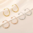 【送料無料】 ピアス ステンレス フランス ラウンド ドロップ U レディース ファッション チューブ 形 シェープ 3カラー 幾何学 スチール スタッド エレガント ジュエリー