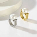 【クーポン利用で4780円】 チャーム 指輪 リング ステンレス ゴールド シルバー ビーズ パール シェル レディース メンズ 絶妙 スチール 大きい カラー 貝殻 イミテーション ファッション ジュエリー(4)