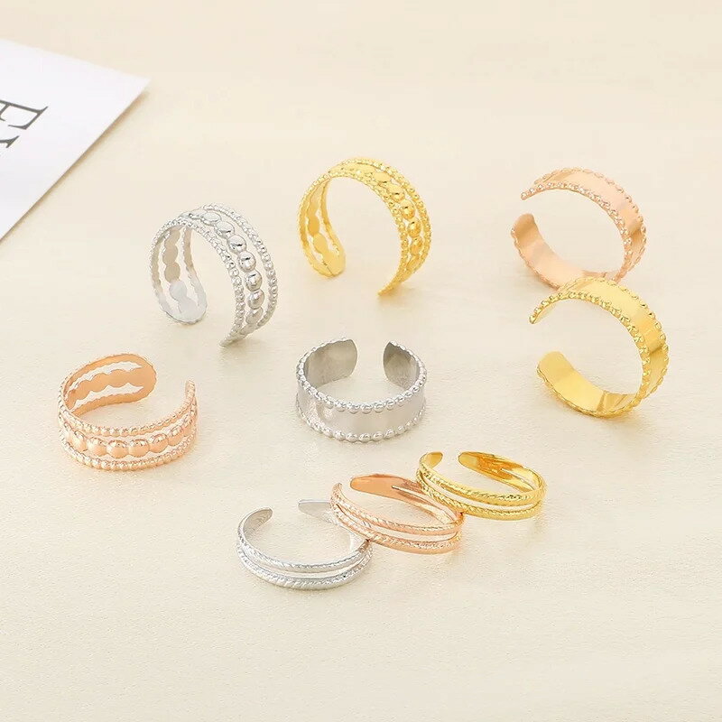 【送料無料】 チャーム 指輪 リング ステンレス フランス シンプル レディース スチール 幾何学 オープニング ライト 贅沢 ファッショナブル ジュエリー パ...