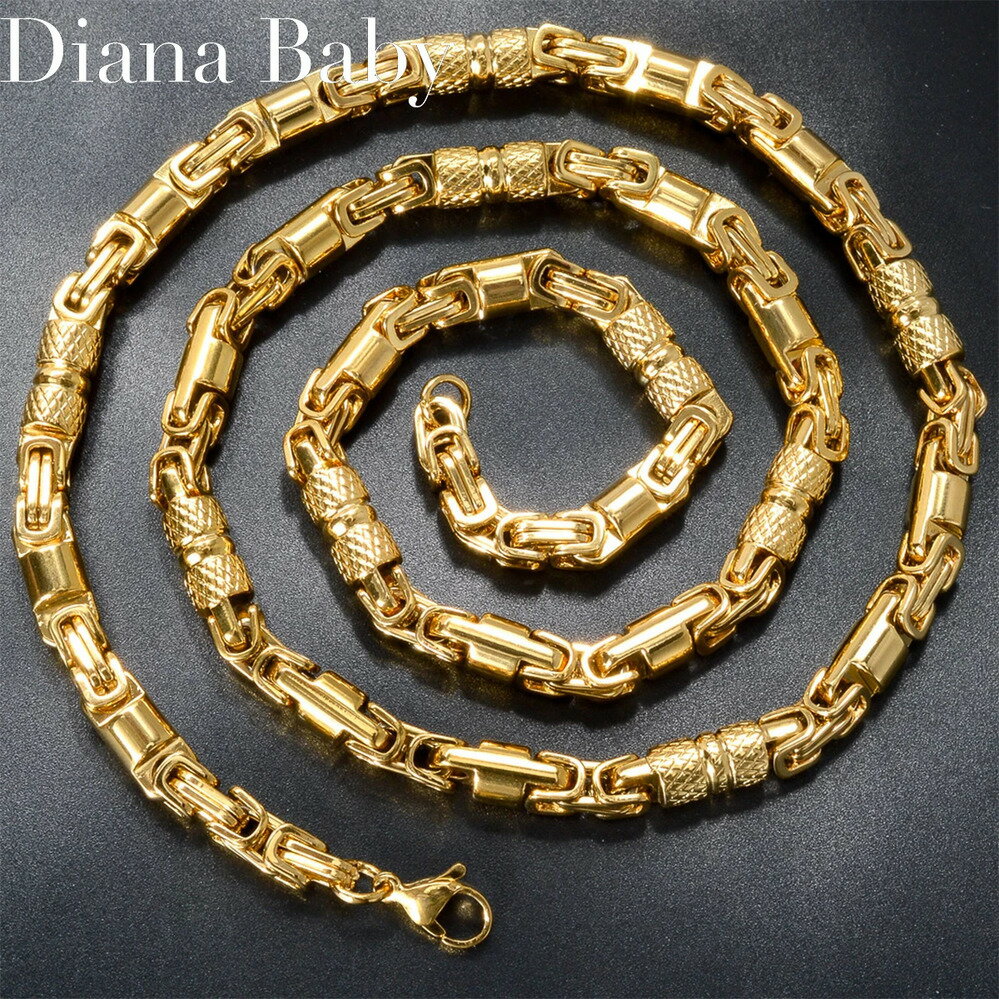 【送料無料】 チョーカー 指輪 リング ネックレス ステンレス ゴールド チェーン レディース メンズ スチール カラー ビザンチン リンク ネック パンク ジ...