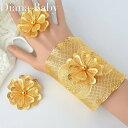 【クーポン利用で9120円】 ブローチ バングル 指輪 リング ブレスレット 花 フラワー ブライダル ゴールド レディース ドバイ 結婚式 ウェディング ジュエリー セット 贅沢 18K カラー 大 幅 誇張 パンク