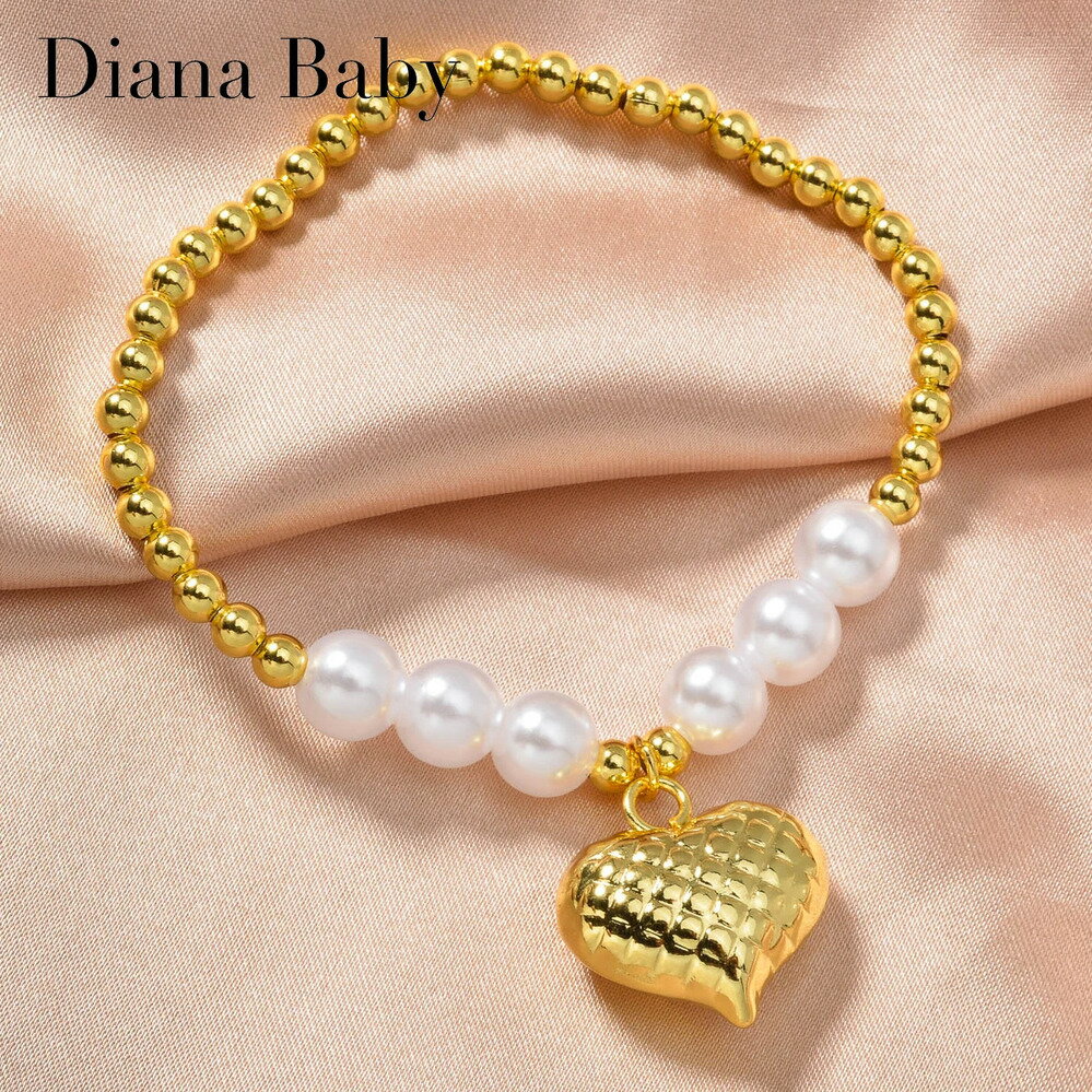 【送料無料】 チャーム ブレスレット ゴールド チェーン ハート ビーズ レディース 赤ちゃん ベイビー アロイ カラー バレンタイン 日 ギフト ロマンチック...