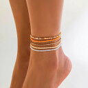 【送料無料】 アンクレット ブレスレット チェーン シンプル ビーズ レディース BOHO カラフル 種 シード セット 夏 サマー ビーチ 弾性 裸足 ベアフ...