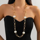 【送料無料】 チョーカー ネックレス ビンテージ ゴールド チェーン シンプル メタル パール レディース カラー イミテーション セーター 新しい 年 ジュエ...