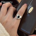 【クーポン利用で3700円】 指輪 リング 黒 ブラック ジルコニア ビンテージ ハート LOVE レディース パンク ジルコン Ins ファッション クリエイティブ デザイン Love 幾何学 ハンドメイド パーティ ジュエリー ギフト(4)