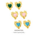 【送料無料】 ピアス ステンレス ストーン ハート レディース ロマンチック シェイプ 合成 スタッド スチール ジュエリー ギフト