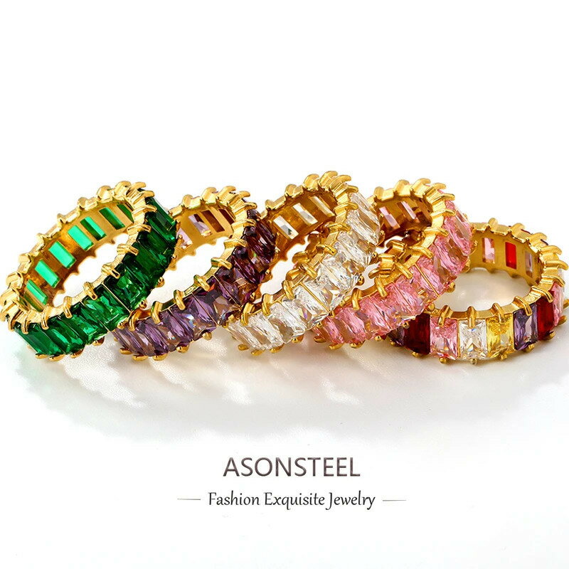 楽天FineJewelrys【送料無料】 指輪 リング ジルコニア ステンレス ゴールド ピック レディース 繊細 シャイニー カラフル キュービック ジルコン カラー スチール 多数 贅沢 キラキラ 人気 テクスチャ ジュエリー