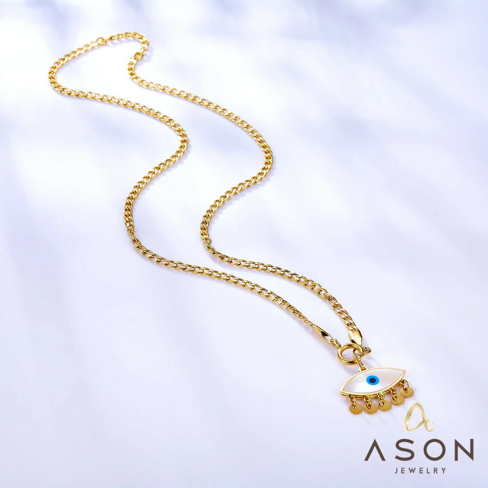 【送料無料】 チョーカー ペンダント ネックレス ステンレス ゴールド チェーン ラウンド レディース 目 アイズ 形 シェープ アクセサリー 45cm トレンド カラー スチール パーティー