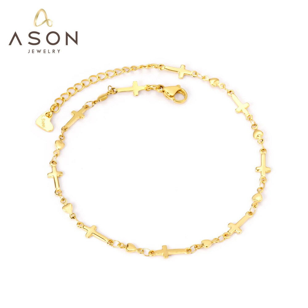 【送料無料】 アンクレット ステンレス ゴールド チェーン クロス レディース 316L スチール カラー 足 エクステンダー 23+5cm パーティ ギフト ...