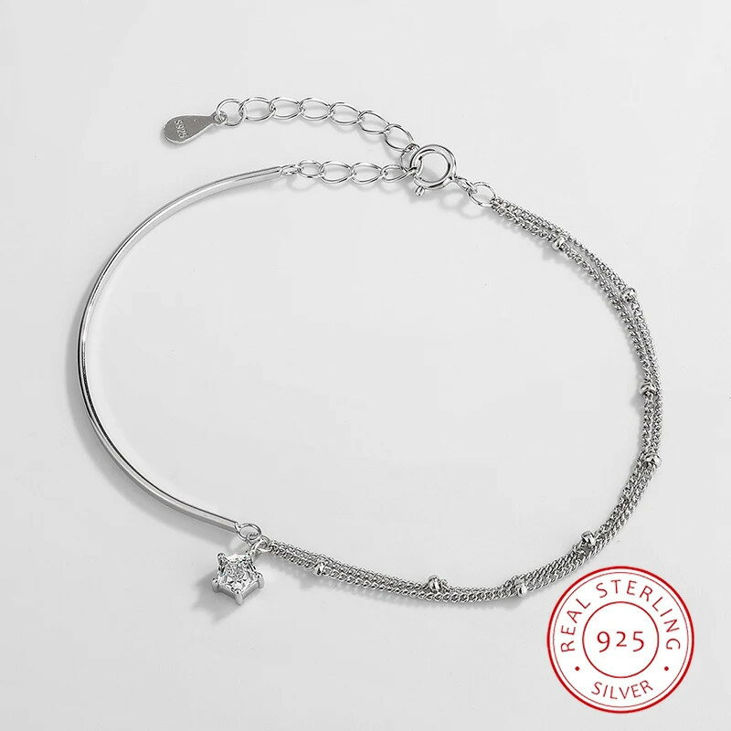 【送料無料】 ブレスレット シルバー チェーン ビーズ リング 星 レディース ファッショナブル クリエイティブ 5 ハーフリング スター デイリー 通勤