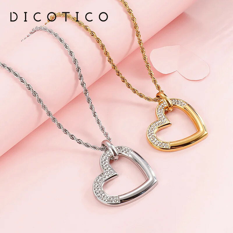 【送料無料】 チョーカー ペンダント ネックレス ラインストーン ステンレス チェーン ハート レディース メンズ スチール ツイスト 鎖骨 ネック マザー 日...