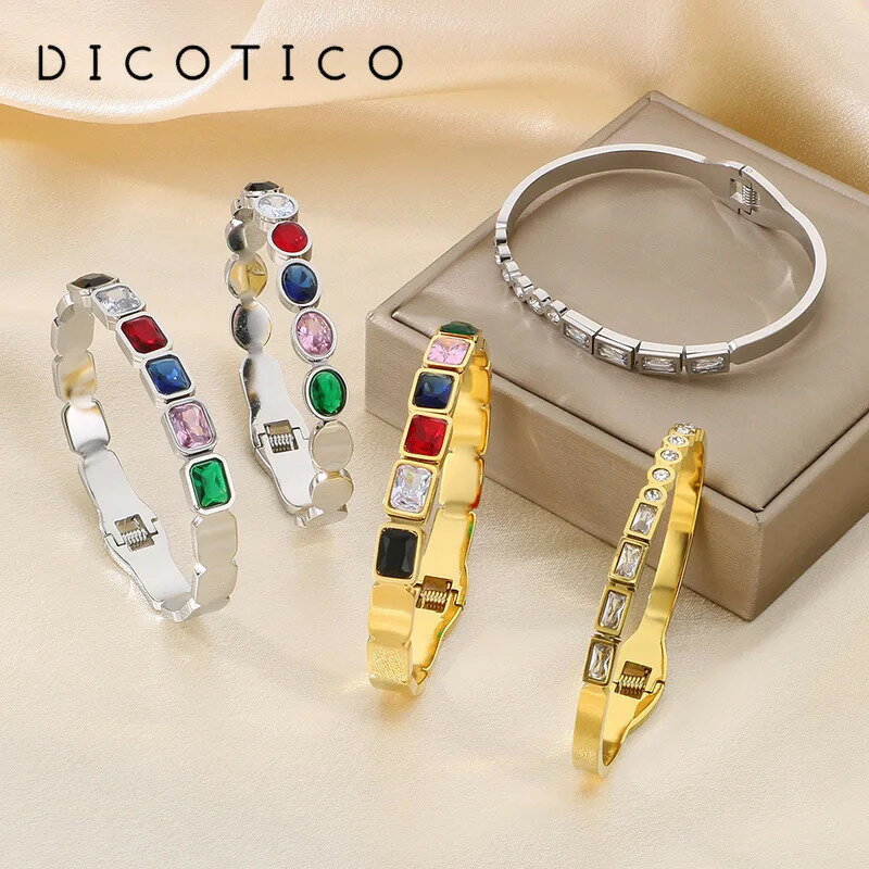 楽天FineJewelrys【送料無料】 バングル ブレスレット クリスタル ステンレス スクエア カラス カブ レディース スチール 多数 カラー 楕円 四角 カフ ガラス ドバイ 結婚式 ウェディング ジュエリー