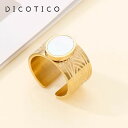 【送料無料】 チャーム 指輪 リング ステンレス ゴールド シェル レディース ファッション オープン スチール エレガント 貝殻 ストライプ カラー トレンド...