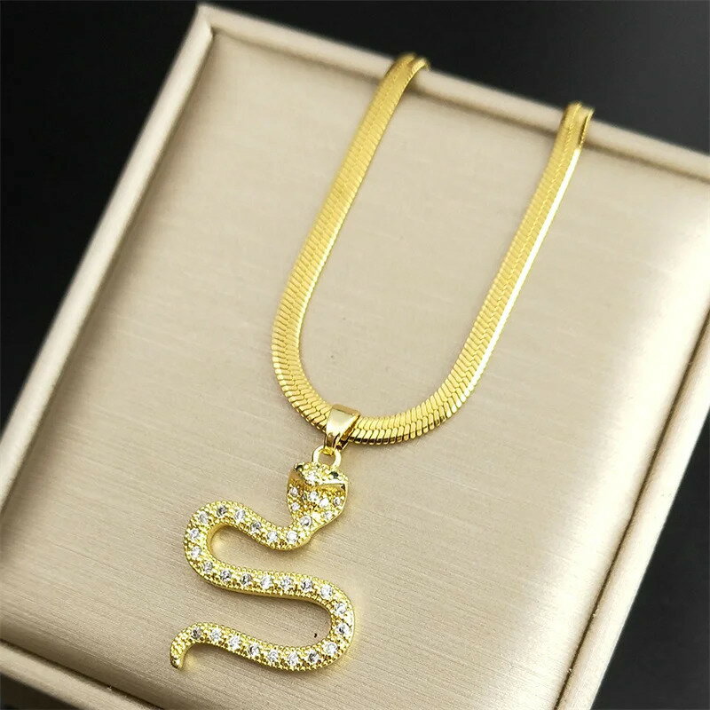 【送料無料】 チョーカー ペンダント ネックレス 動物 アニマル ジルコニア ステンレス ビンテージ ゴールド チェーン レディース コブラ カラフル ジルコン...