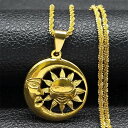 【送料無料】 チョーカー ペンダント ネックレス ステンレス ビンテージ ゴールド チェーン 月 レディース 太陽 ムーン カラー スチール ジュエリー ギフト